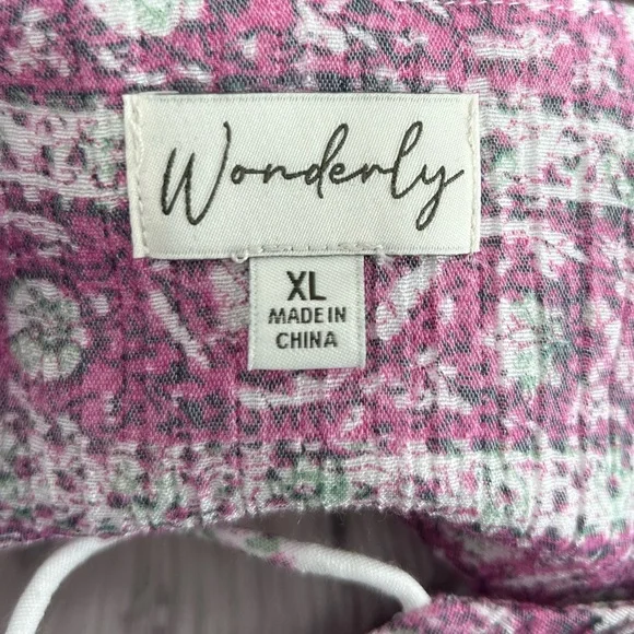 Wonderly White and Pink Patterned Blouse - XL - Picture 8 of 8